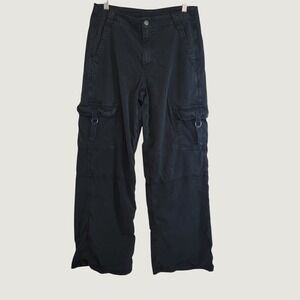 American Eagle Black Cargo Pant Women 4 Regular Wide Leg Skater High Rise Casual